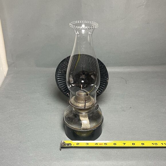 Antique 1900's Wall Mounted Oil Lamp with Glass Chimney-Eagle-Uranium-UV - Picture 8 of 14